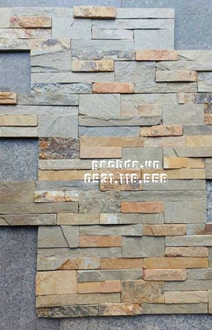 Đá chẻ ghép vàng 10×50 ốp trang trí
