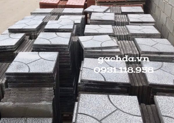 Gạch Vỉa Hè 40x40 Terrazzo Vòng cung xám