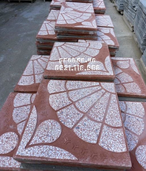 Gạch Vỉa Hè 40x40 Terrazzo Bông Hoa đỏ