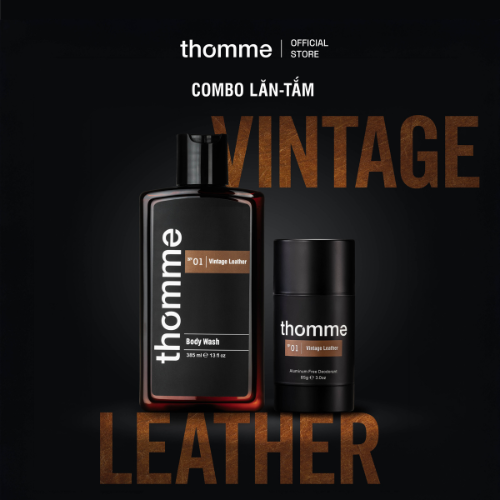  Combo Thomme Lăn Khử Mùi & Sữa Tắm Vintage Leather 