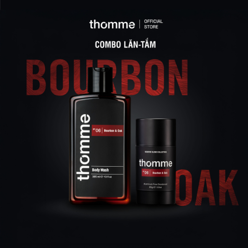  Combo Thomme Lăn Khử Mùi & Sữa Tắm Bourbon & Oak 
