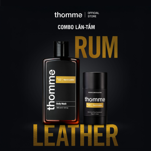  Combo Thomme Lăn Khử Mùi & Sữa Tắm Rum & Leather 