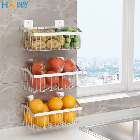 Kệ để gia vị rau củ quả dán tường inox 304 Hobby home decor KTC