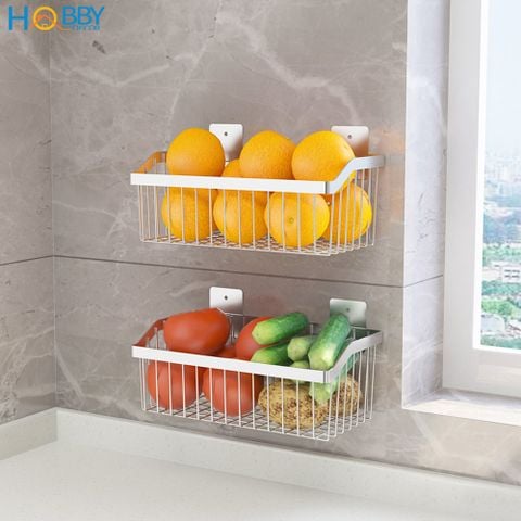 Kệ để gia vị rau củ quả dán tường inox 304 Hobby home decor KTC