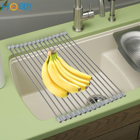 Kệ xếp gọn để đồ rửa chén gác lên bồn rửa Hobby Home Decor KXG 12 thanh inox 304