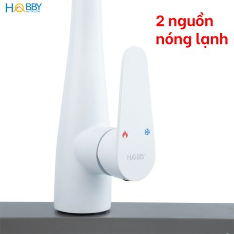 Vòi rửa chén dây rút nóng lạnh 3 chế độ phun Hobby home decor VDR8 inox 304 sơn trắng