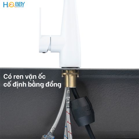 Vòi rửa chén dây rút nóng lạnh 3 chế độ phun Hobby home decor VDR8 inox 304 sơn trắng