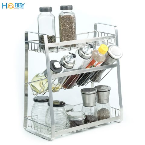 Kệ đựng gia vị 3 tầng để chai lọ nhà bếp đa năng inox 304 Hobby Home Decor 3TGV