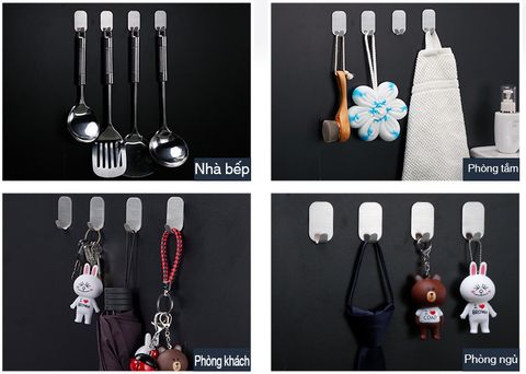 Combo 8 móc treo đồ inox 304 dán tường tiện dụng Hobby home decor 3055
