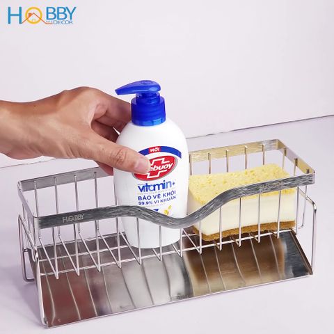 Kệ để đồ rửa chén gác bồn mẫu lớn inox 304 Hobby Home Decor KRC9