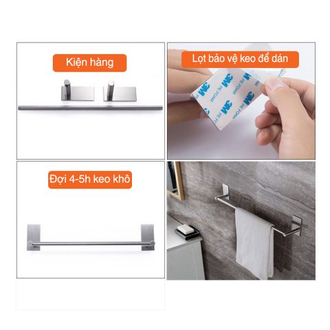 Thanh treo dụng cụ nhà bếp dán tường HOBBY TTCN5S có 5 móc treo chữ S và keo dán
