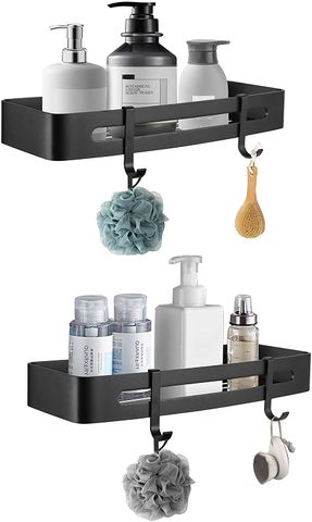 Kệ chữ nhật phòng tắm màu đen Inox 304 gắn tường Hobby Home Decor KCN3