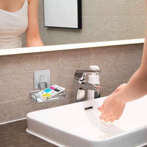 Kệ đựng xà bông dán tường gạch men có miếng dán Hobby Home Decor SBL2