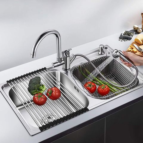 Kệ xếp gọn để đồ rửa chén gác lên bồn rửa Hobby Home Decor KXG 12 thanh inox 304