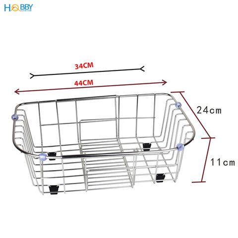 Khay để bát đĩa gác chậu rửa co giãn inox 304 Hobby Home Decor KDC1