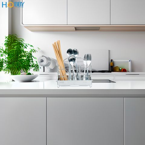 Kệ để đũa muỗng 3 ngăn Inox 304 dán tường Hobby home decor DM06 có miếng dán