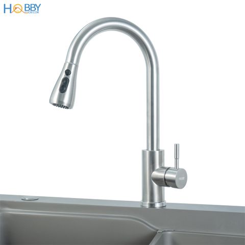 Vòi rửa chén nóng lạnh inox 304 dây rút 3 chế độ Hobby home decor VDR10