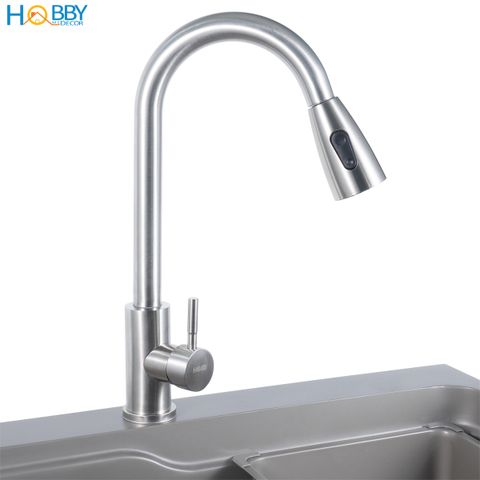 Vòi rửa chén nóng lạnh inox 304 đầu xả dây rút Hobby home decor VDR11