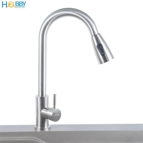 Vòi rửa chén nóng lạnh inox 304 đầu xả dây rút Hobby home decor VDR11
