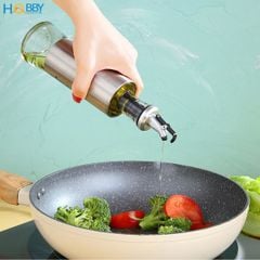 Chai đựng dầu ăn 350ml thủy tinh bọc inox 304 Hobby home decor BDN350