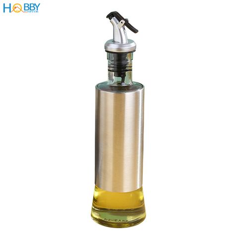 Chai đựng dầu ăn 350ml thủy tinh bọc inox 304 Hobby home decor BDN350