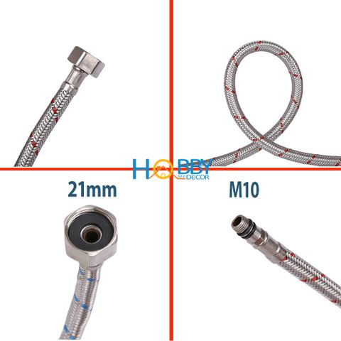 Bộ 2 dây cấp nước nóng lạnh Inox 304 dài 60/80cm Hobby home decor DNL
