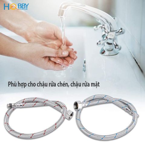 Bộ 2 dây cấp nước nóng lạnh Inox 304 dài 60/80cm Hobby home decor DNL