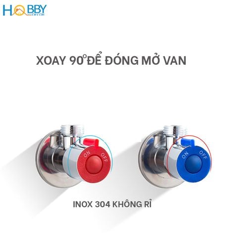 Combo 2 van nóng lạnh xanh đỏ cho sen vòi inox 304 Hobby home decor CNTXD