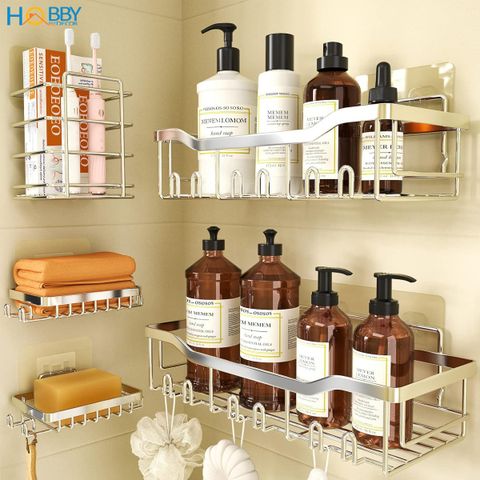 Bộ 5 kệ để đồ phòng tắm đa năng dán tường Hobby home decor K5M inox 304