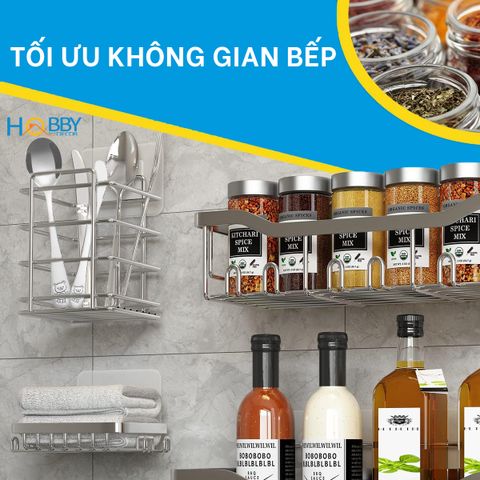 Bộ 5 kệ để đồ phòng tắm đa năng dán tường Hobby home decor K5MT inox 304