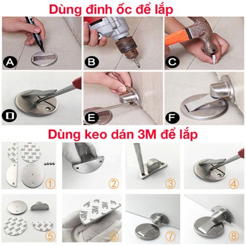 Chặn cửa đế dẹp nam châm hít chặn inox 304 Hobby home decor CC2