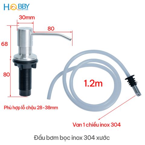 Vòi bơm dây dẫn nước rửa chén đầu bơm inox 304 Hobby home decor NRC2