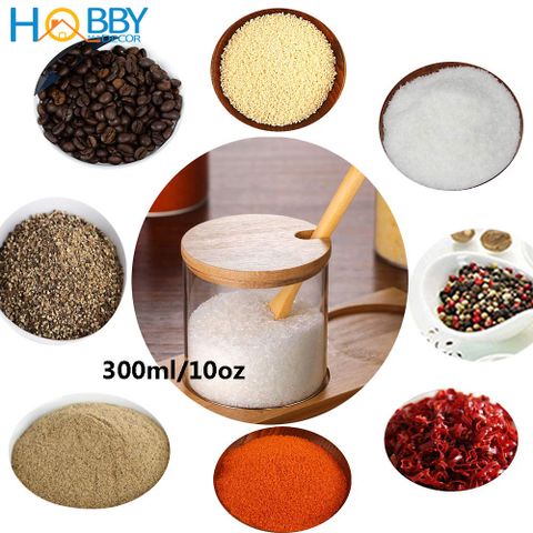 Bộ 3 hũ thủy tinh nắp gỗ đựng gia vị có nắp muỗng Hobby Home Decor VTD