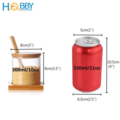 Bộ 3 hũ thủy tinh nắp gỗ đựng gia vị có nắp muỗng Hobby Home Decor VTD