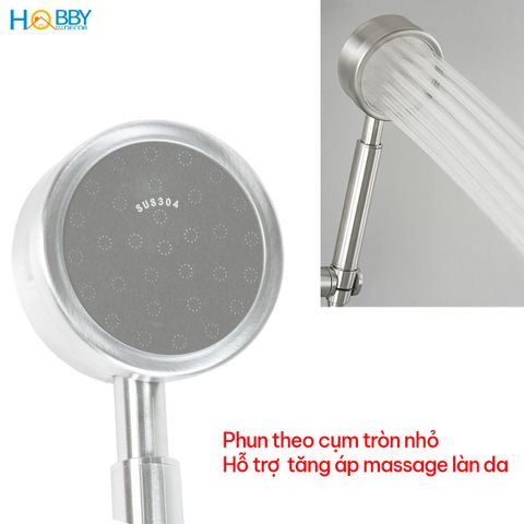 Vòi hoa sen tăng áp tay cầm có dây sen giá treo Hobby Home Decor BST2