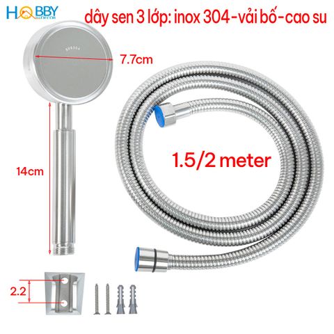 Vòi hoa sen tăng áp tay cầm có dây sen giá treo Hobby Home Decor BST2