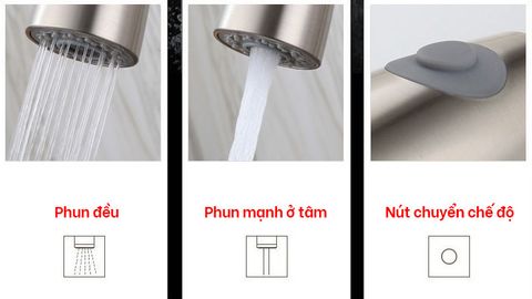 Vòi rửa chén dây rút nóng lạnh 2 chế độ inox 304 Hobby Home Decor VDR1