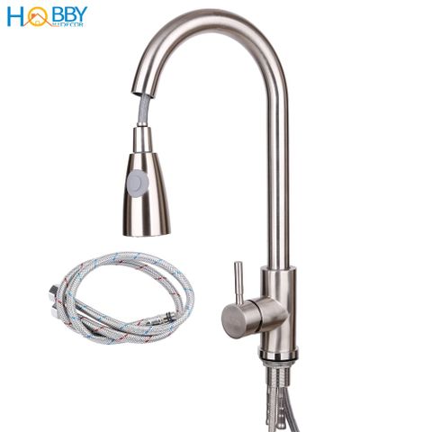 Vòi nước rửa chén dây rút nóng lạnh có 2 chế độ Hobby Home Decor VDR1 inox 304