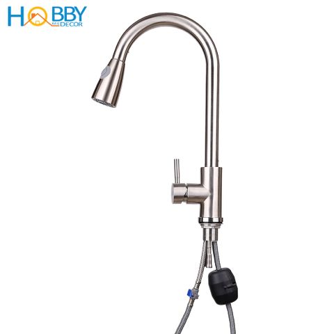 Vòi rửa chén dây rút nóng lạnh 2 chế độ inox 304 Hobby Home Decor VDR1