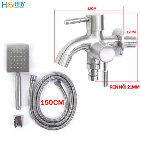 Bộ vòi sen tắm có củ sen lạnh dây sen inox 304 Hobby home decor CST1