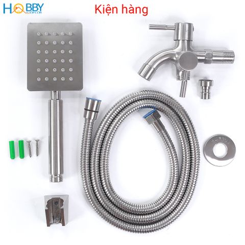 Bộ vòi sen tắm có củ sen lạnh dây sen inox 304 Hobby home decor CST1