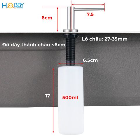 Vòi bơm hút nước rửa chén Inox 304 có bình 500ml Hobby home decor NRC7