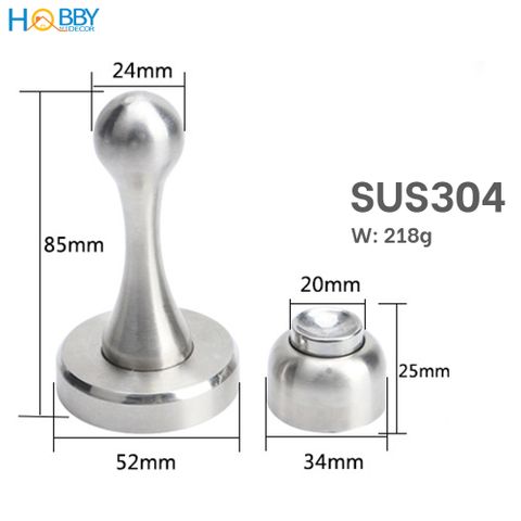Bộ chặn cửa nam châm hít mạnh inox 304 mẫu khoan Hobby Home Decor CC8