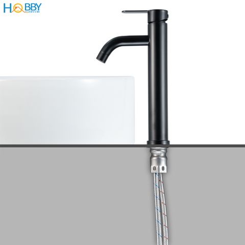 Vòi rửa mặt nóng lạnh mẫu cao inox 304 sơn đen Hobby home decor VRM8