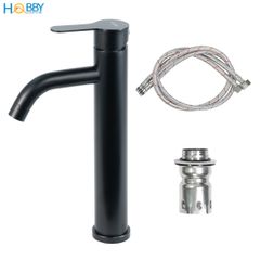 Vòi rửa mặt nóng lạnh mẫu cao inox 304 sơn đen Hobby home decor VRM8