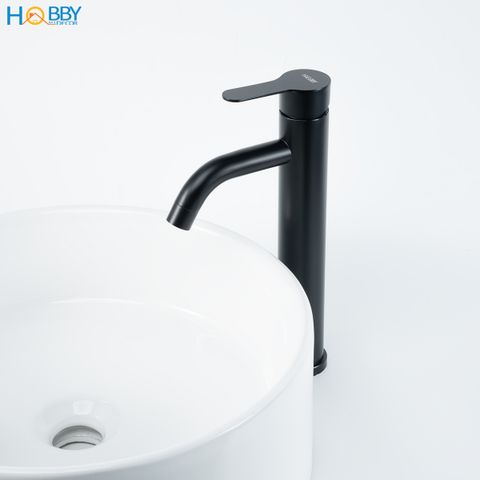 Vòi rửa mặt nóng lạnh mẫu cao inox 304 sơn đen Hobby home decor VRM8