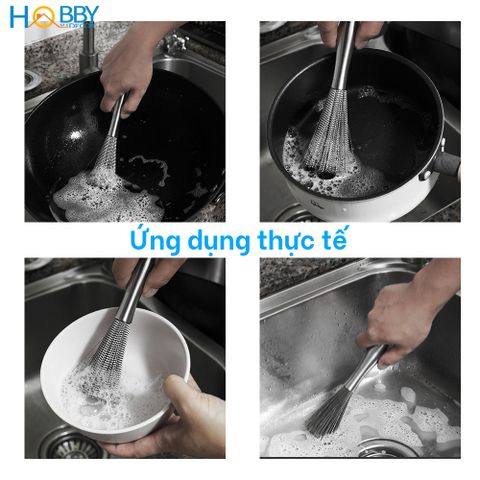 Chổi cọ rửa xoang nồi tay cầm tiện dụng inox 304 Hobby home decor CVS1