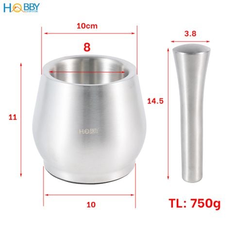 Chày cối inox 304 hình bầu giảm ồn Hobby home decor CI1