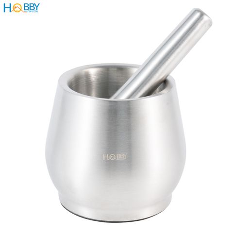 Chày cối inox 304 hình bầu giảm ồn Hobby home decor CI1 có nắp đậy