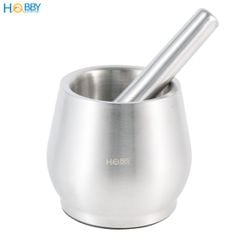 Chày cối inox 304 không rỉ có đế giảm ồn và nắp Hobby home decor CI1